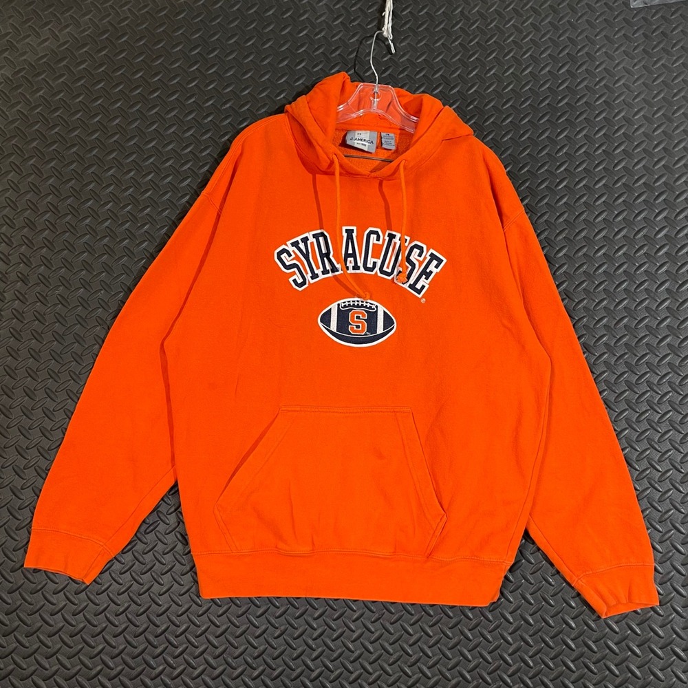 Syracuse University Football NCAA J.‎ America Orange Drawstring Hoodie Sweater L